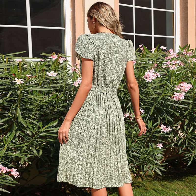 Damen Midikleid mit verspieltem Bindegürtel und elegantem Faltenwurf EB