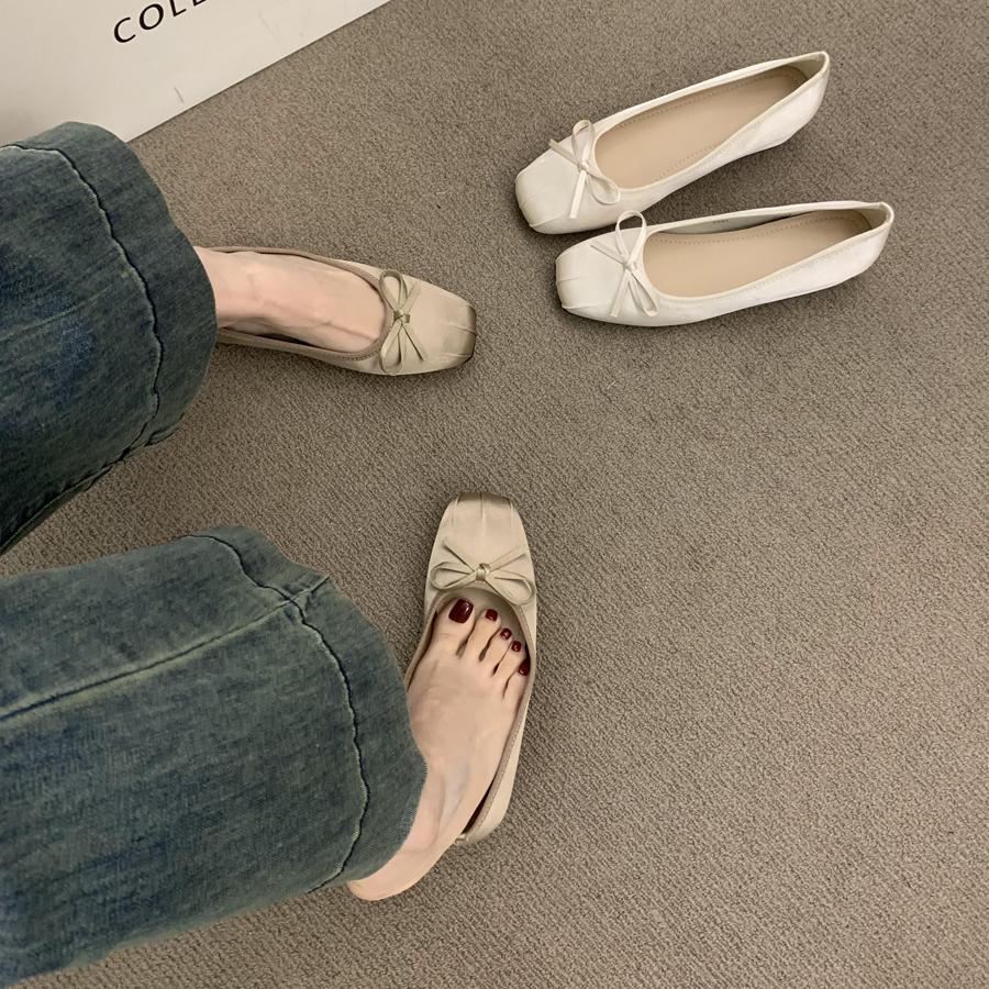 Damen klassische Ballerinas mit dekorativem Schleifenakzent und flexibler Sohle EB