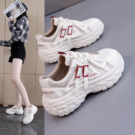 Damen Sportliche Sneakers mit atmungsaktivem Mesh-Obermaterial und stoßdämpfender Sohle EB