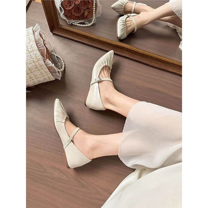 Damen elegante Slingback Ballerinas mit feinem Riemen EB