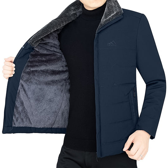 Herren Wattierte Winterjacke mit weichem Plüschfutter, Stehkragen und schmaler Steppung EB