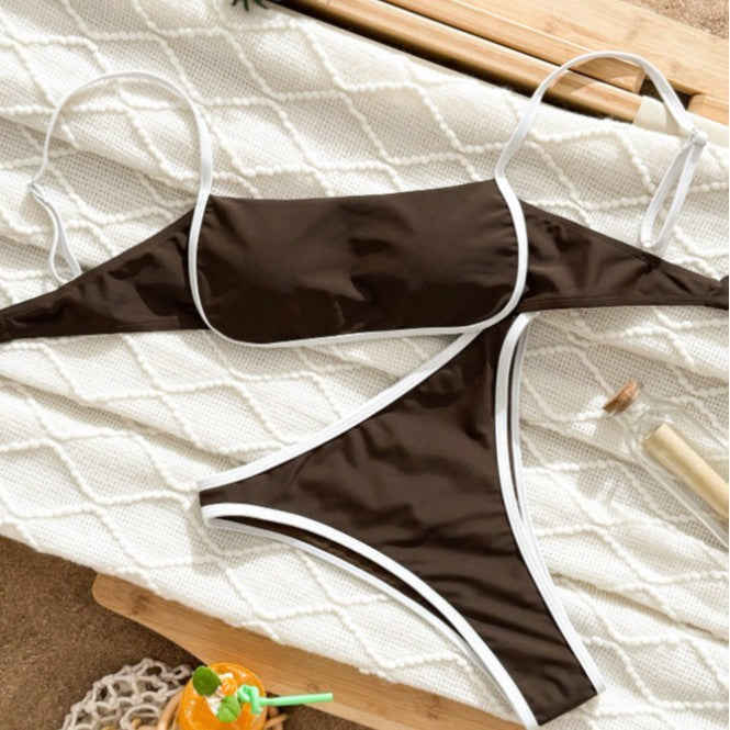 Damen Bikini-Set mit schmalen Trägern und originellem Kontrastdetail EB