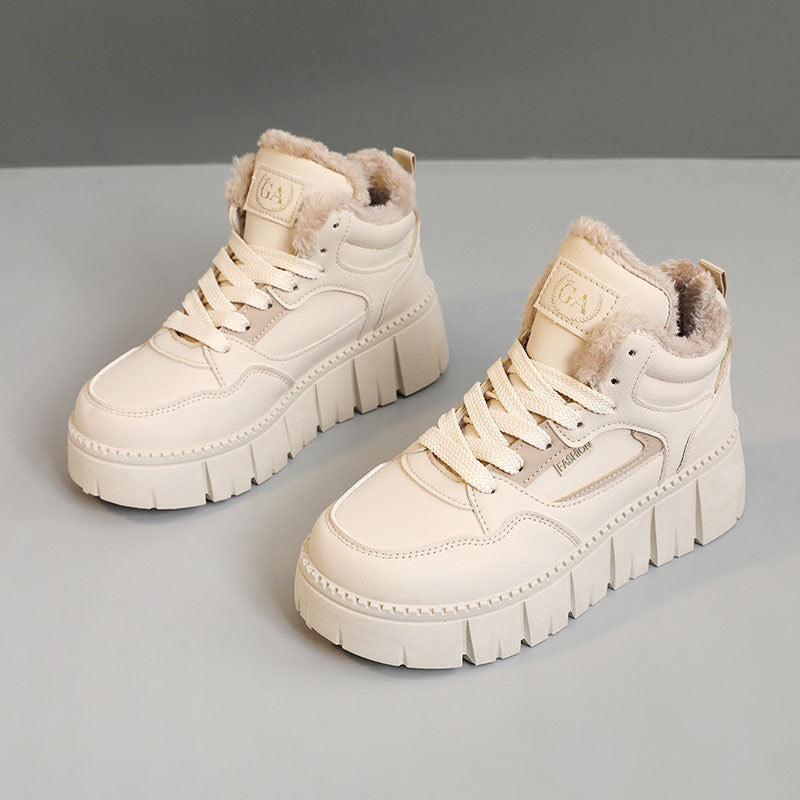 Damen modische High-Top Sneakers mit kuscheligem Innenfutter und sportlichem Design EB