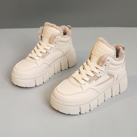 Damen modische High-Top Sneakers mit kuscheligem Innenfutter und sportlichem Design EB