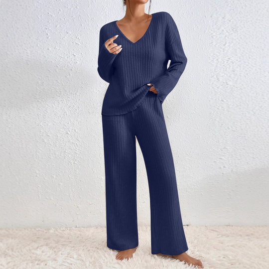 Damen Lässiges Strick-Loungewear-Set EB