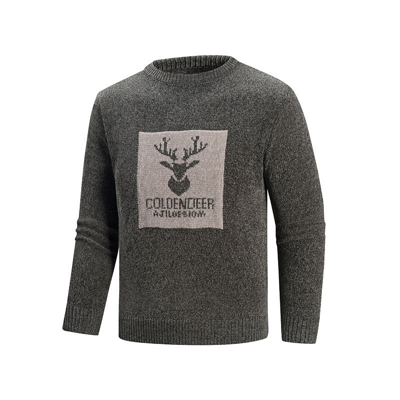 Herren Rundhalspullover mit kreativem Grafikdesign EB