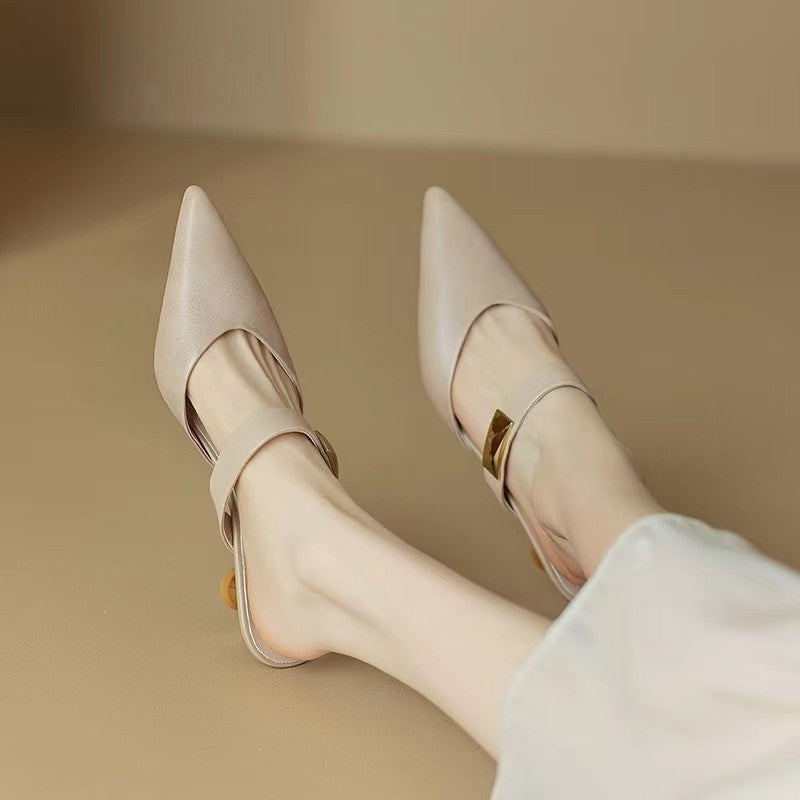 Damen elegante Slingback-Mules mit dekorativem Riemen EB