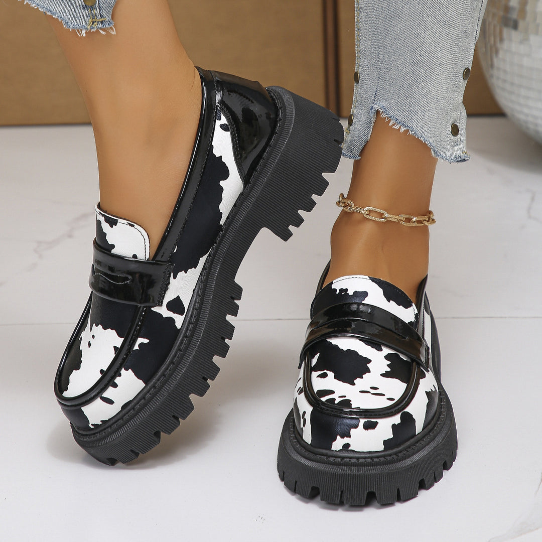 Damen Trendige Mokassin-Schuhe mit auffälligem Zebra-Druck und komfortabler Sohle EB
