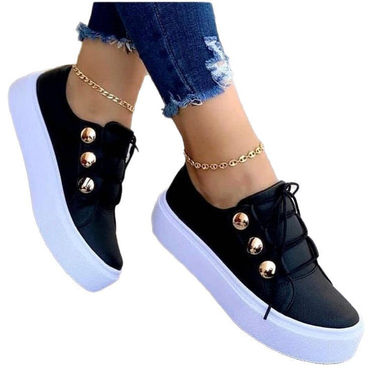Damen Sportliche Plattform-Sneaker mit modischen goldfarbenen Akzenten EB