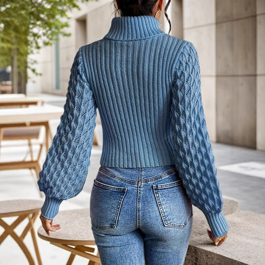 Damen Pullover mit hochgeschlossenem Kragen und Cut-Outs EB