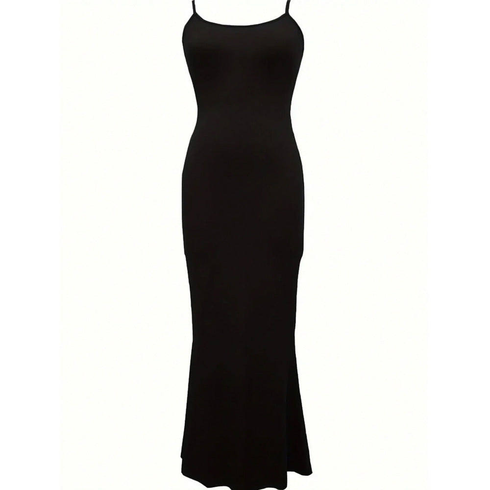 Damen figurbetontes Maxikleid mit schmalen Trägern und elegantem Schnitt EB