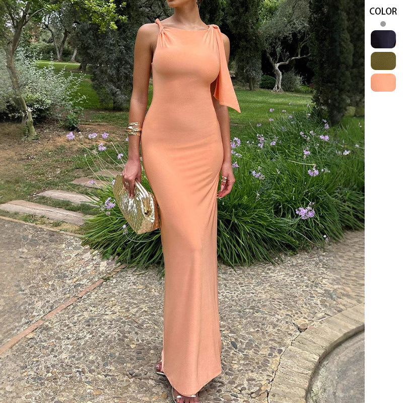 Damen Langärmliges Wickelkleid mit asymmetrischem Schnitt und eleganter Taillierung EB