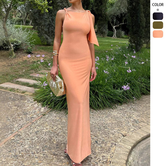 Damen Langärmliges Wickelkleid mit asymmetrischem Schnitt und eleganter Taillierung EB