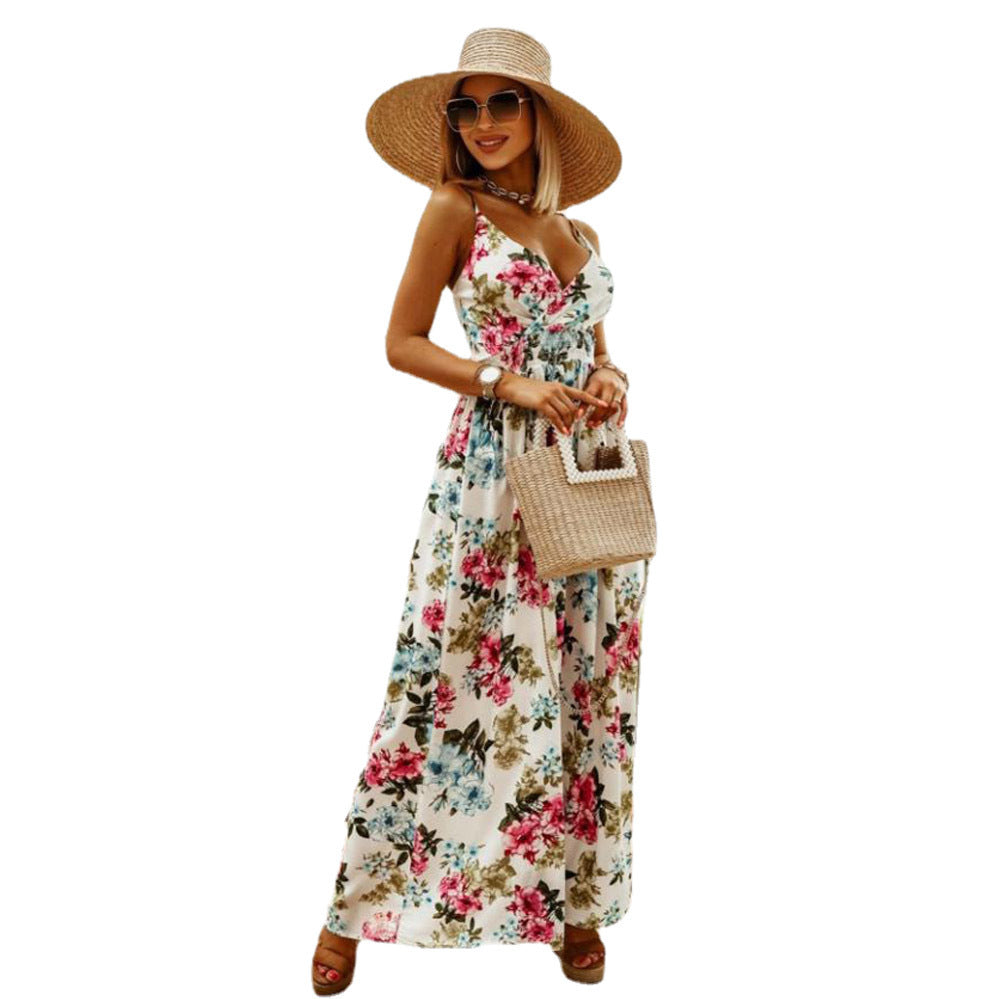 Damen Maxikleid mit floralen Mustern und raffiniertem Schnitt EB