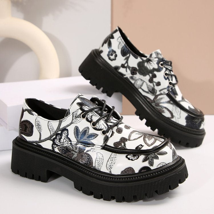 Damen modische Schnürschuhe mit floralem Design und rutschfester Profilsohle EB
