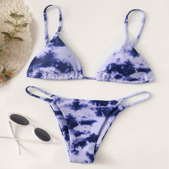 Damen Triangel-Bikini mit modischem Batikdesign EB