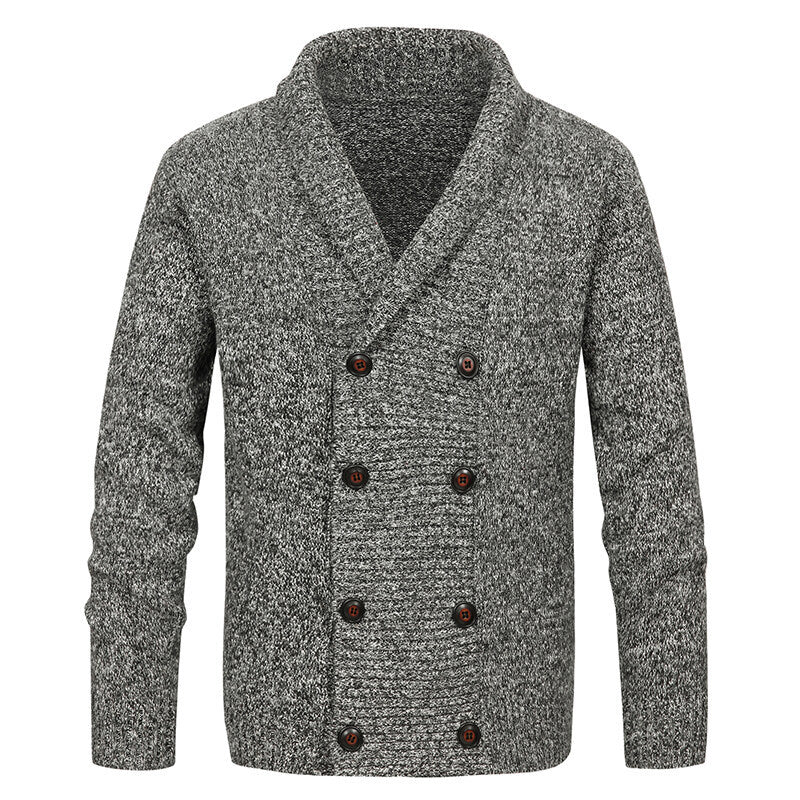 Herren nan Strickjacke mit Schalkragen und doppelter Knopfleiste EB