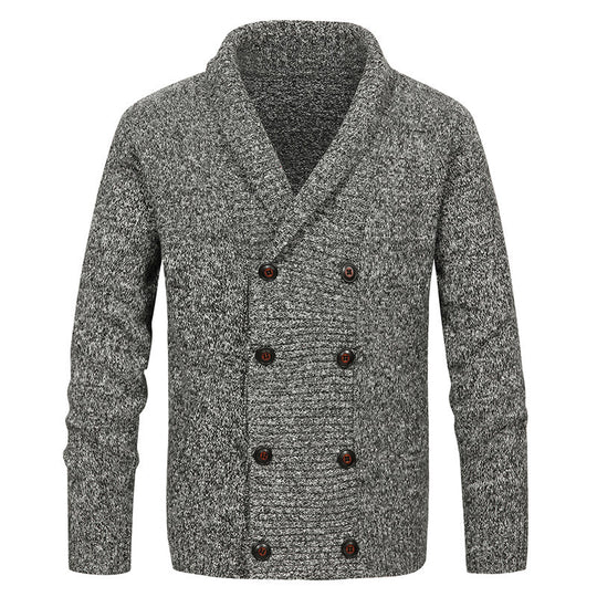 Herren nan Strickjacke mit Schalkragen und doppelter Knopfleiste EB