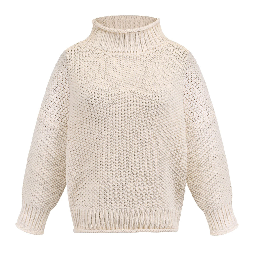 Damen Gemütlicher Pullover mit hohem Kragen und strukturierter Maschenoptik EB
