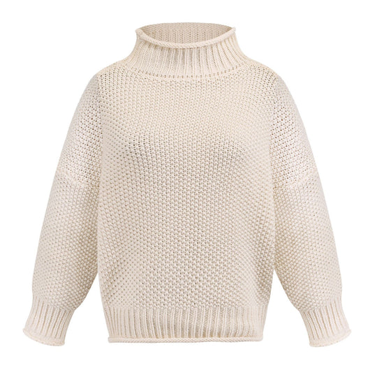 Damen Gemütlicher Pullover mit hohem Kragen und strukturierter Maschenoptik EB