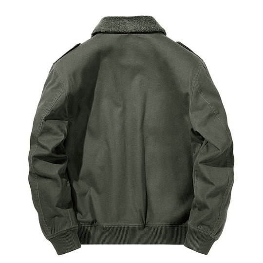 Herren Bomber-Fieldjacke mit durchgehendem Sherpa-Futter, Schulterklappen und verdecktem Zwei-Wege-Reißverschluss EB
