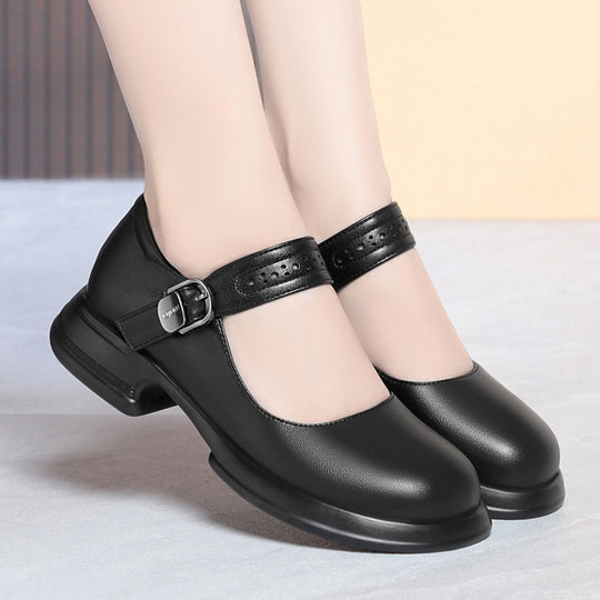 Damen Mary Jane Ballerinas mit verstellbarem Riemen und komfortablem Fußbett EB