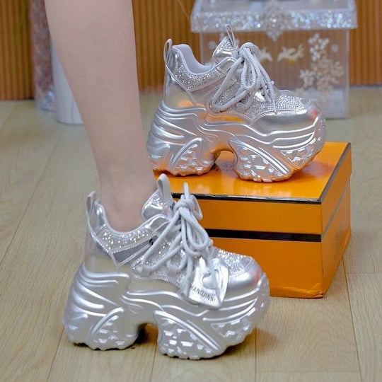 Damen Chunky Sneakers mit glitzernden Akzenten und stylischem Design EB