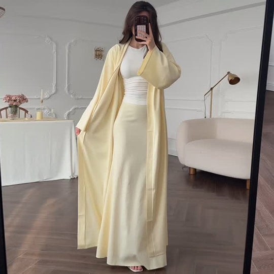 Damen eleganter Langmantel mit weich fließender Silhouette EB