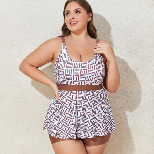 Damen Modischer Tankini mit skulpturalen Musteranwendungen EB