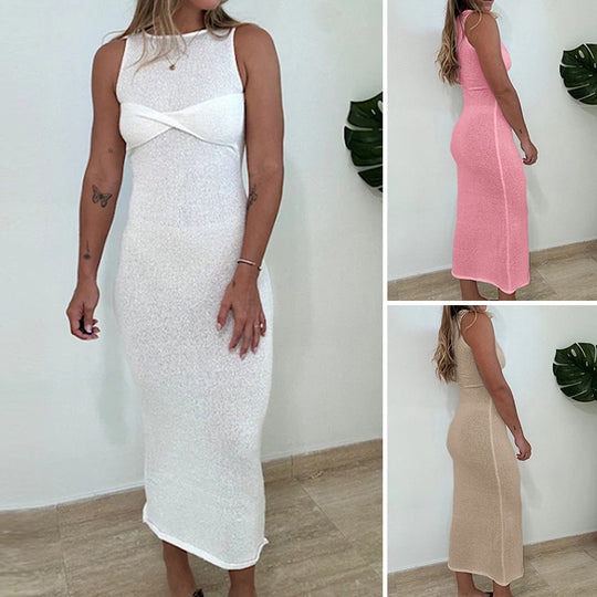 Damen Figurbetontes Maxikleid mit raffiniertem Knotendetail EB