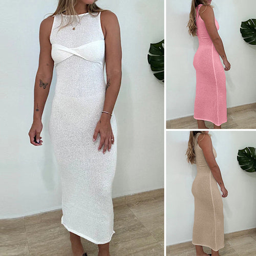 Damen Figurbetontes Maxikleid mit raffiniertem Knotendetail EB