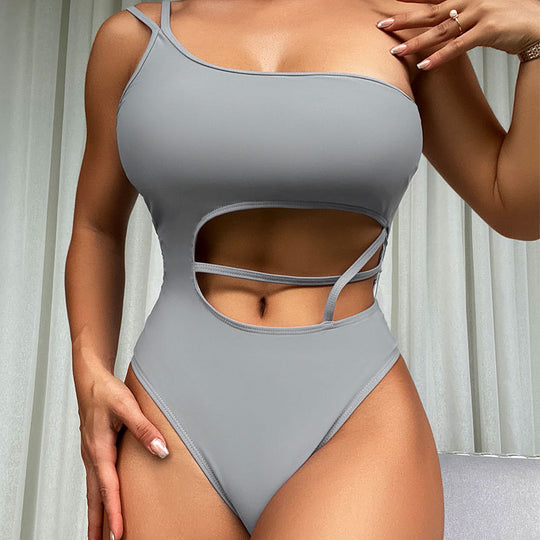 Damen Einteiler Badeanzug mit asymmetrischem Cut-Out-Design EB