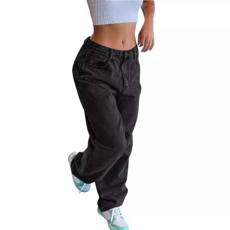Damen nan relaxed-fit Baggy-Jeans mit hoher Taille und tiefem Schritt EB