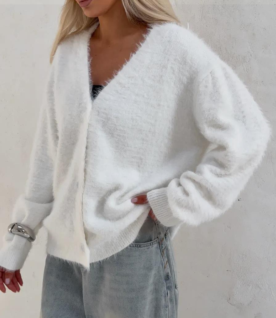 Damen Kuscheliger Strick-Cardigan mit Knopfleiste und feiner Textur EB