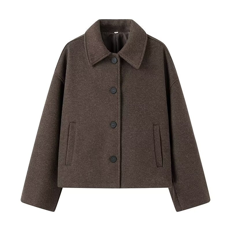 Damen cropped Wolljacke mit modernem Schnitt und praktischen Taschen EB