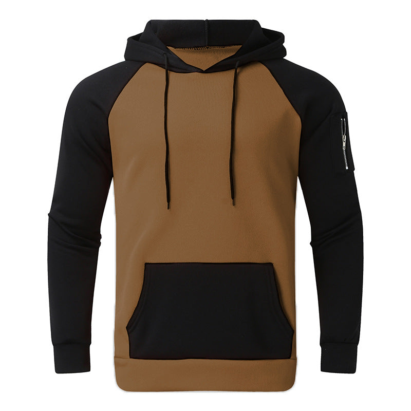 Herren nan Raglan-Kapuzenpullover aus Baumwollmix mit Kängurutasche, Ärmeltasche und Kapuzenkordel EB