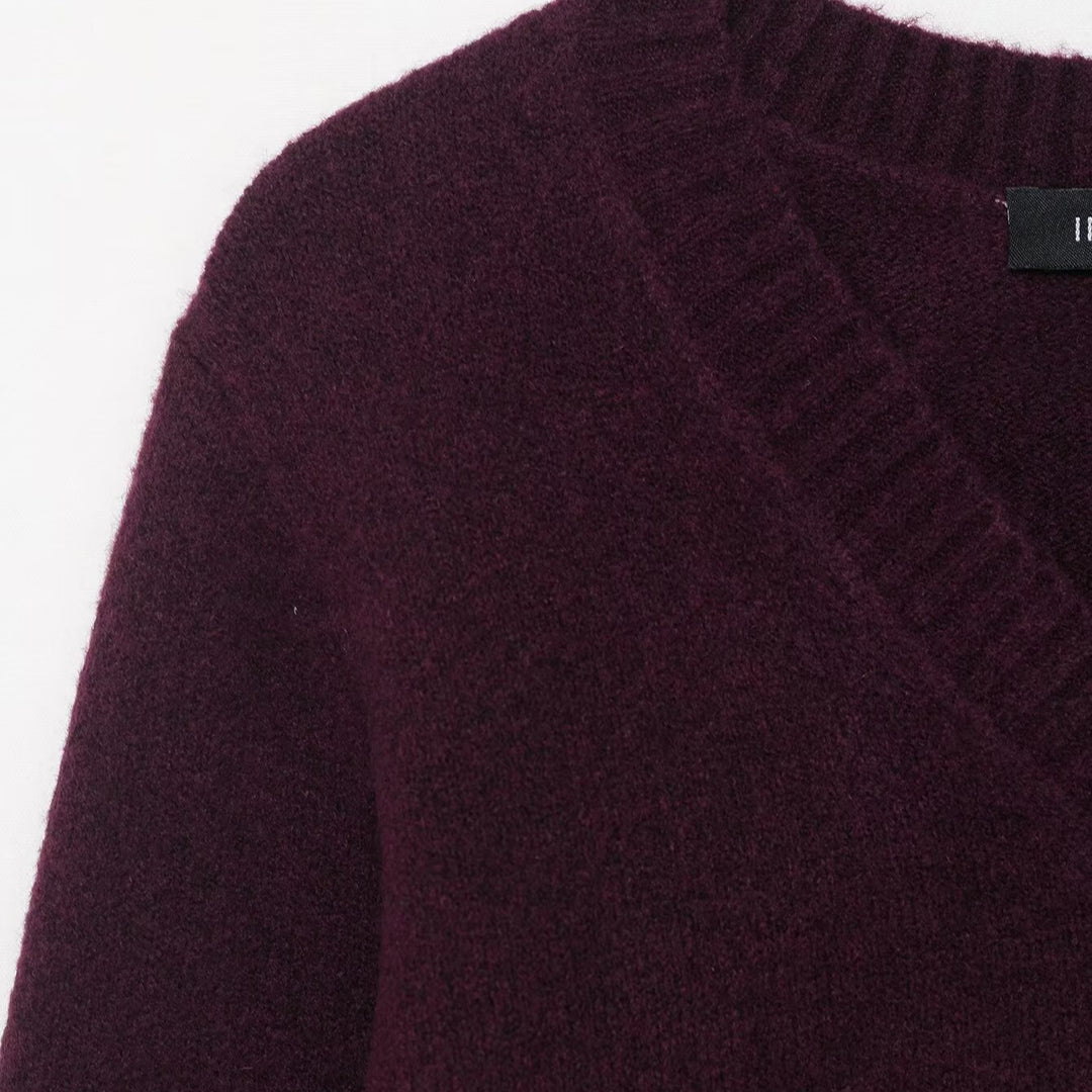 Damen V-Ausschnitt Strickpullover EB