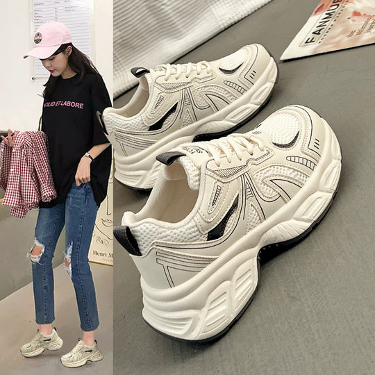 Damen Sportliche Sneakers mit atmungsaktiven Mesh-Einsätzen und stoßdämpfender Sohle EB