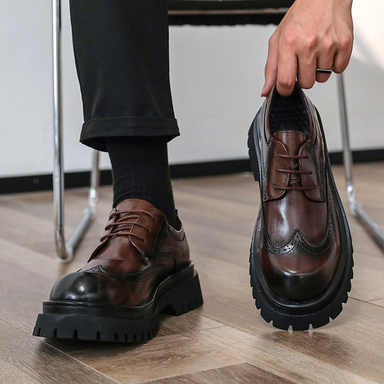 Damen elegante Schnürschuhe mit robustem Profil und durchgehender Gummisohle EB