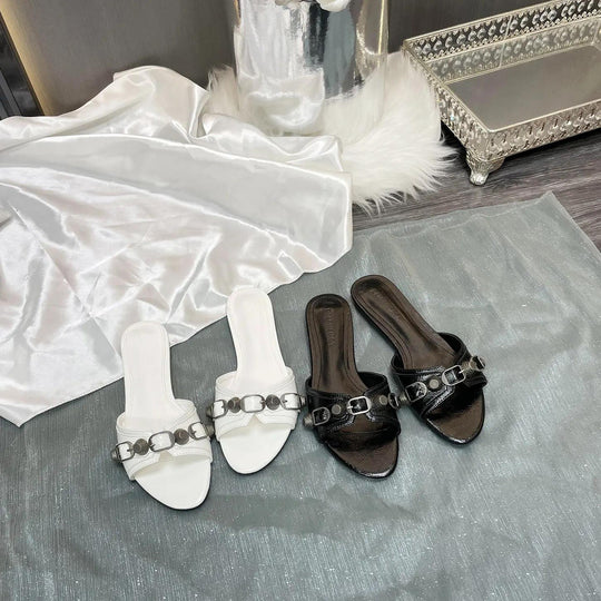 Damen modische Pantoletten mit elegantem Kettendetail EB