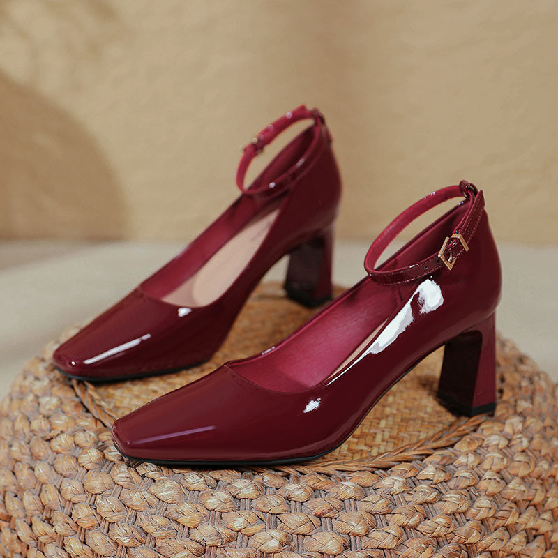 Damen elegante Slingback-Pumps mit robustem Blockabsatz und raffiniertem Riemen EB