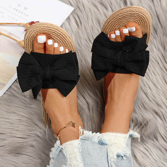 Damen Slipper mit dekorativem Schleifen-Design und komfortabler Sohle EB