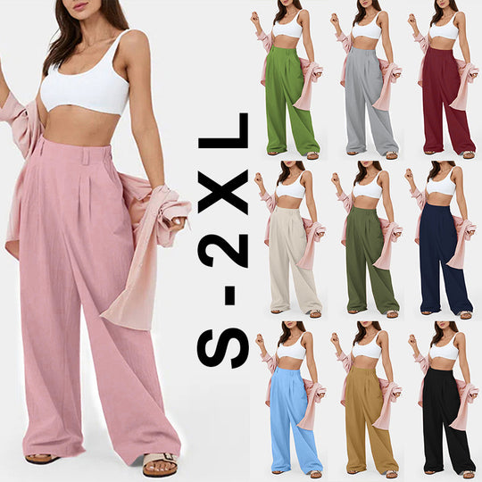 Damen Weite Chinohose mit elegantem Faltenwurf und seitlichen Taschen EB