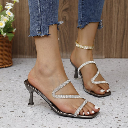 Damen elegante Riemchen-Sandaletten mit funkelndem Glitzerdetail EB