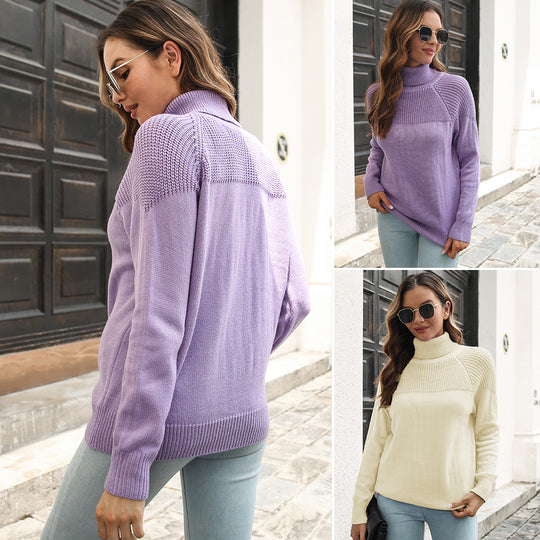 Damen Strickjacke mit modernem Strickdesign und hohem Kragen EB