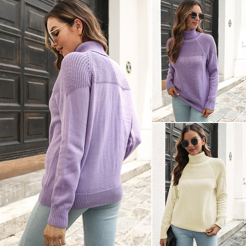 Damen Strickjacke mit modernem Strickdesign und hohem Kragen EB