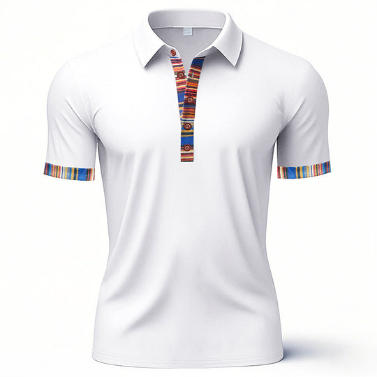 Herren Polo-Shirt mit buntem Kragen und strukturierter Optik EB