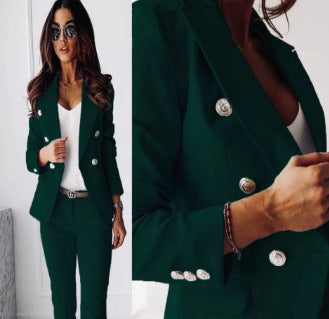 Damen Doppelreihiger taillierter Hosenanzug mit Slim-Hose EB