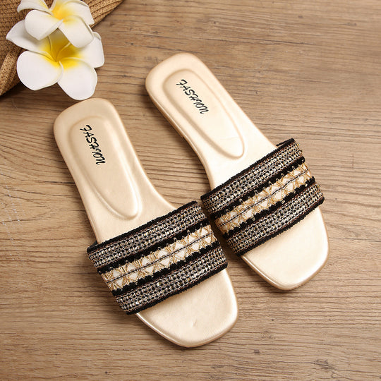 Damen modische Riemchen-Sandalen mit dekorativem Detail EB