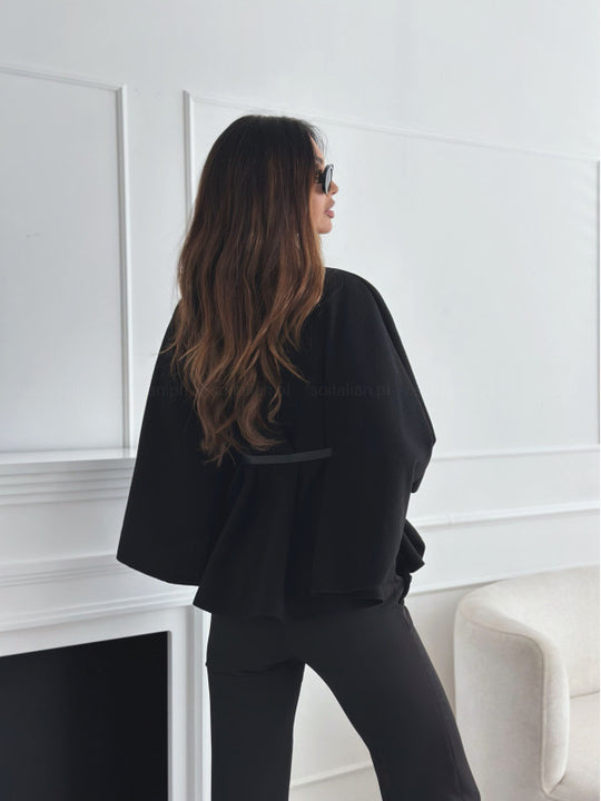 Damen modische Umhängejacke mit stylischem Gürteldetail EB